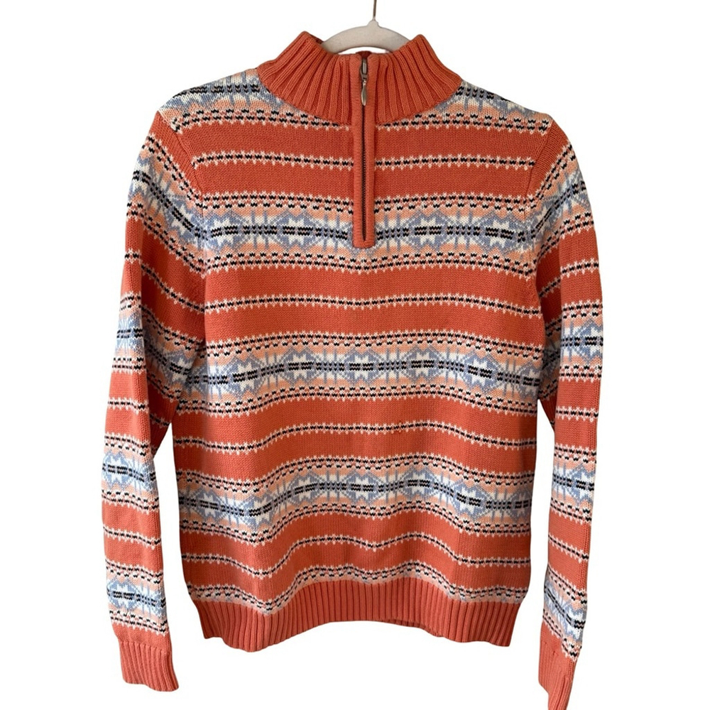 Northern Reflections Orange Fair Isle Knit Sweater Size S Scandi Nordic Cozy